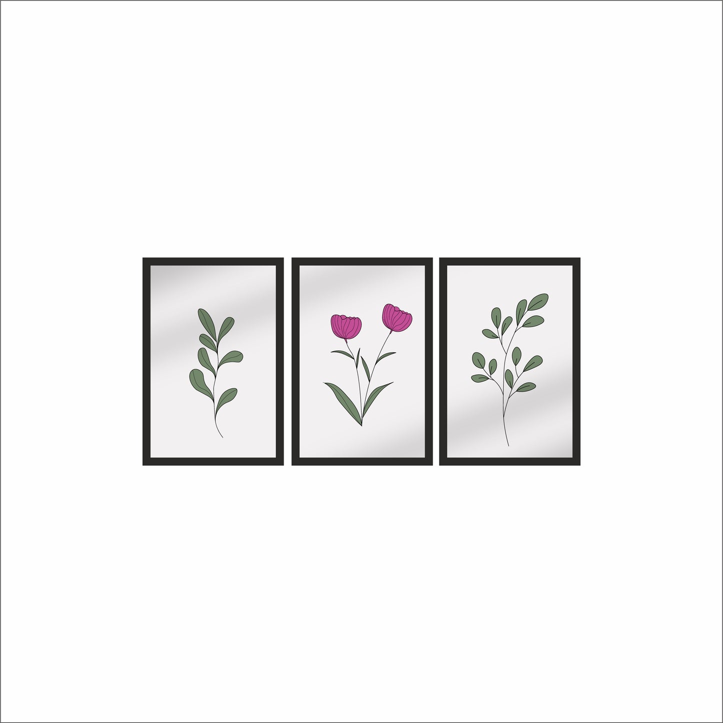 Minimal Botanical Trio Wall Frame Set – Bloom & Balance 🌿✨