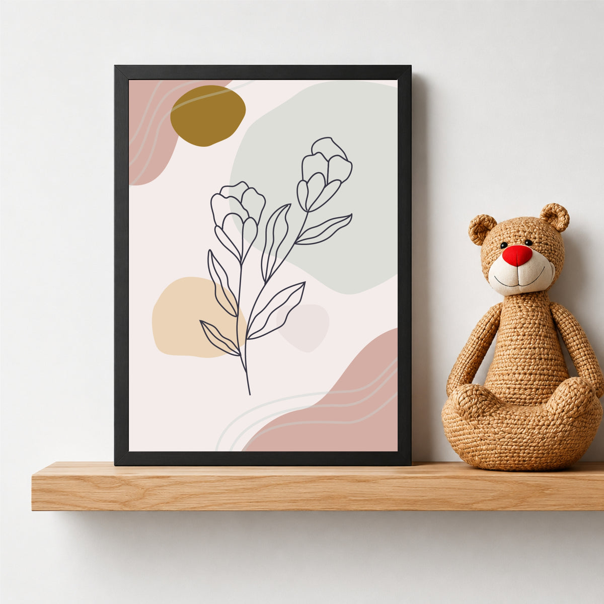 Floral Line Art Wall Art | Boho Flower Poster | Minimalist Nursery Decor