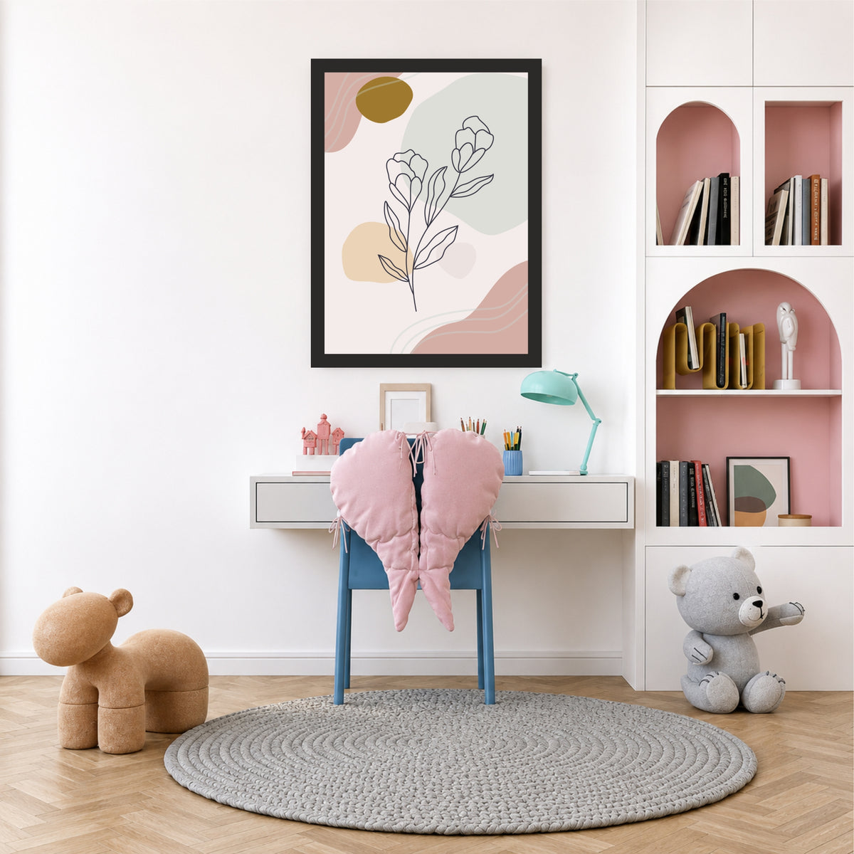 Floral Line Art Wall Art | Boho Flower Poster | Minimalist Nursery Decor
