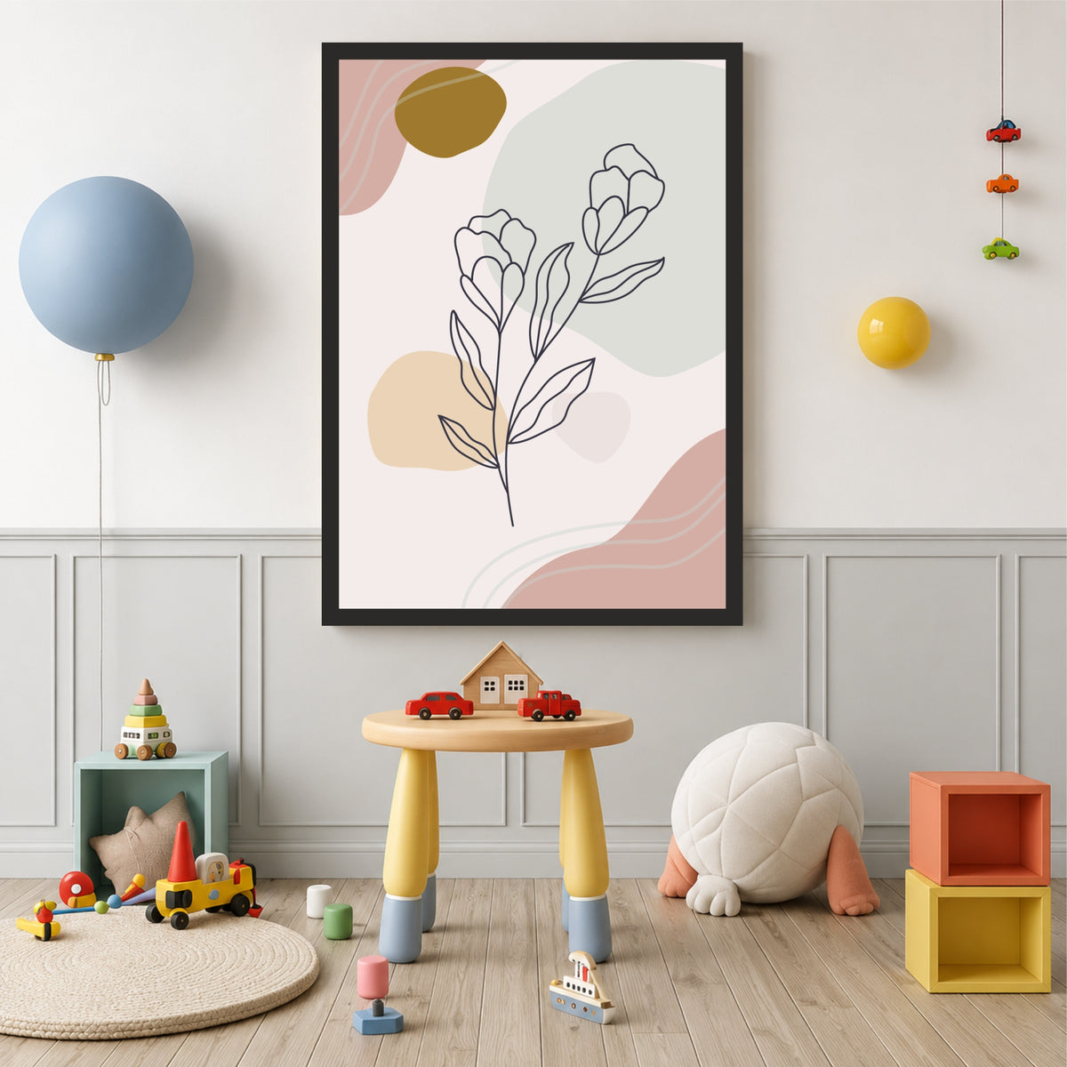 Floral Line Art Wall Art | Boho Flower Poster | Minimalist Nursery Decor
