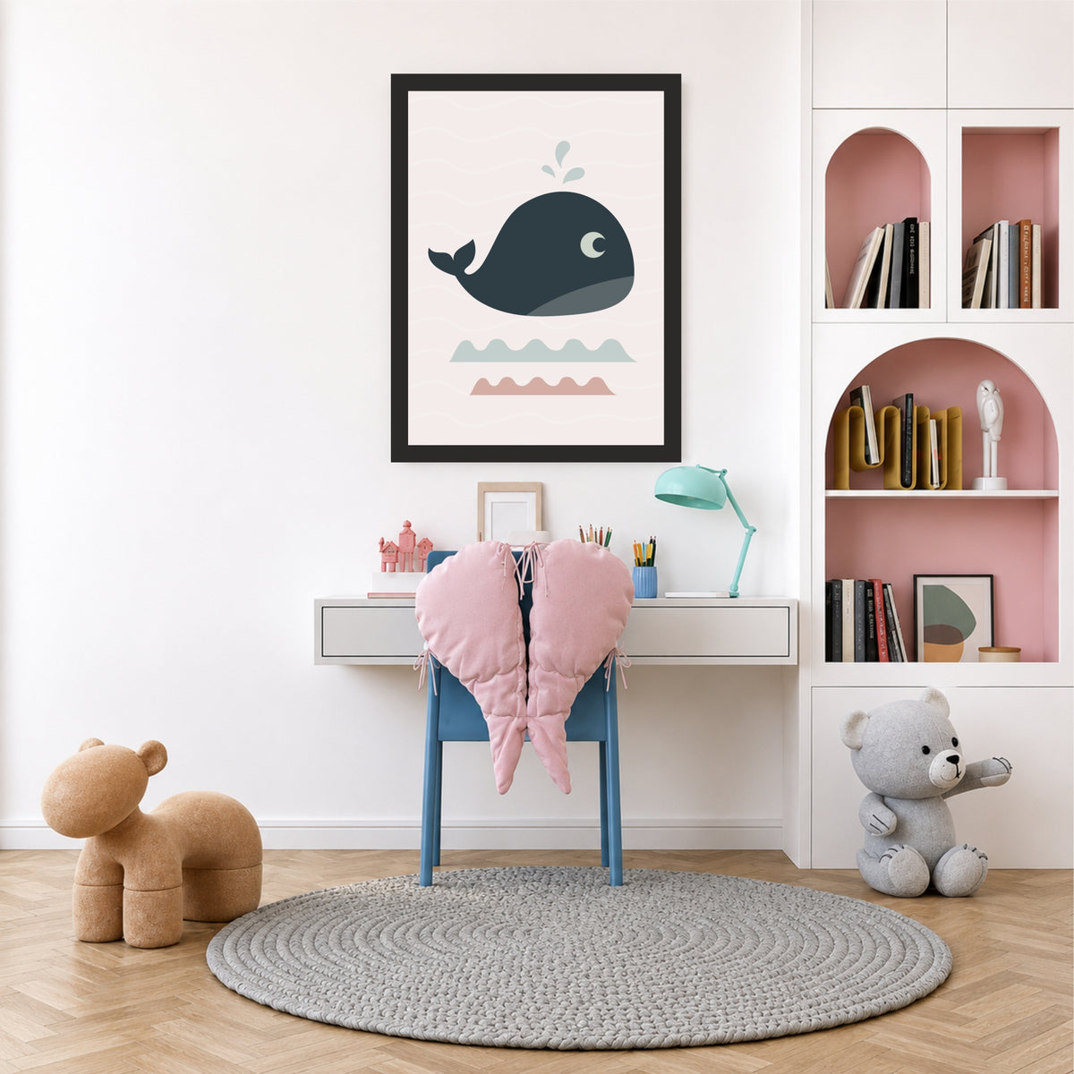 Cute Whale Wall Art | Minimal Ocean Nursery Decor