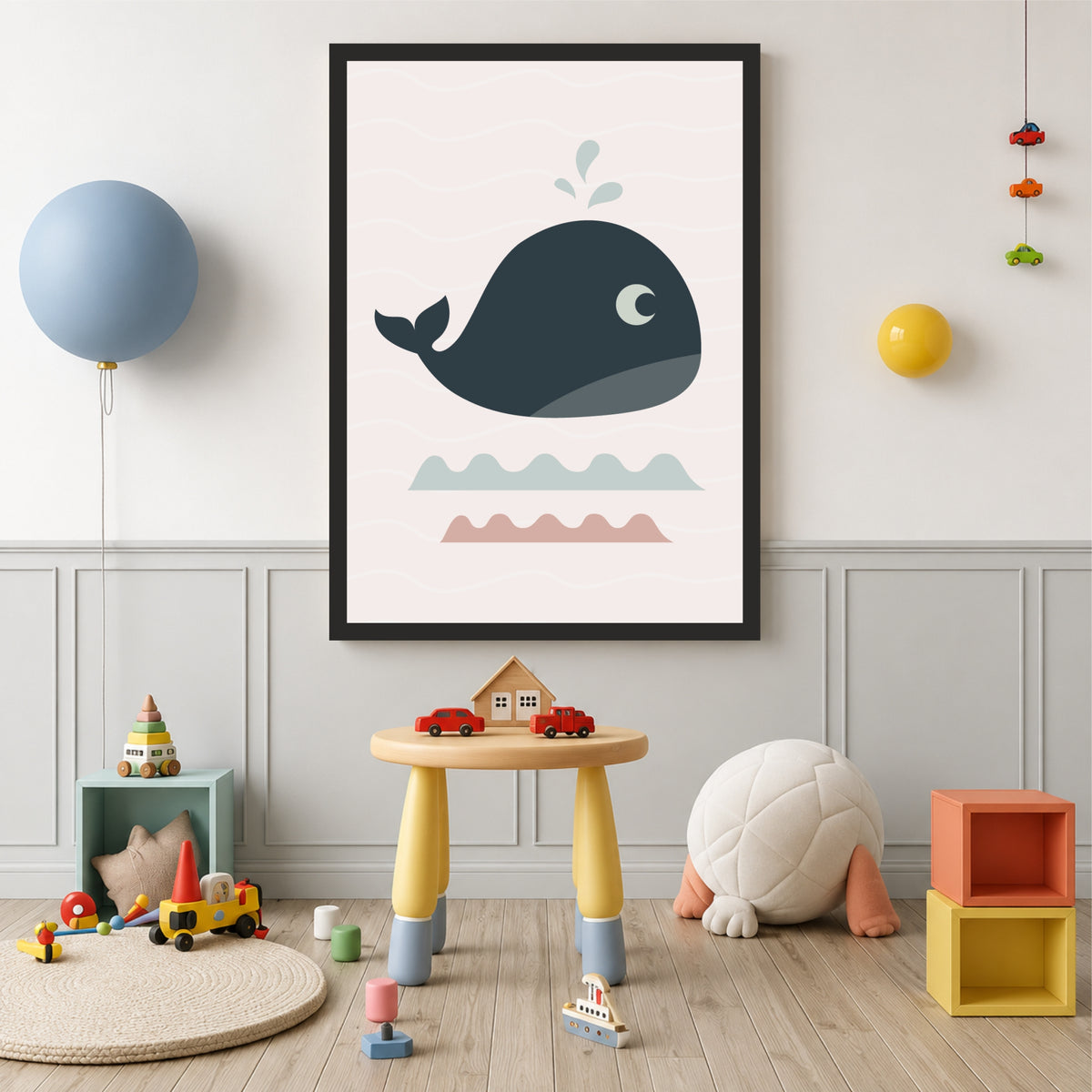 Cute Whale Wall Art | Minimal Ocean Nursery Decor