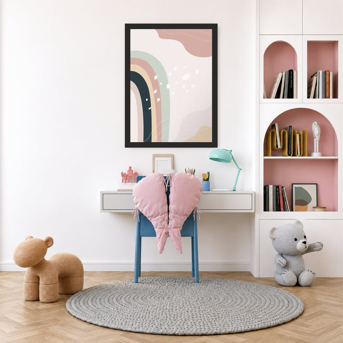 Boho Rainbow Wall Art | Pastel Abstract Nursery Decor