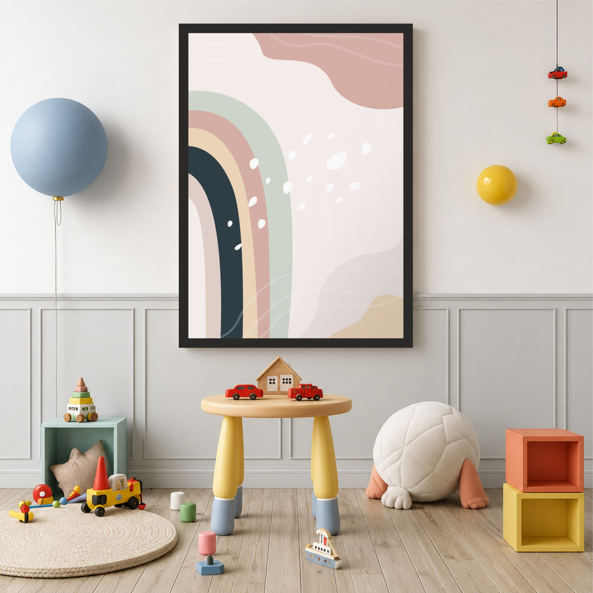 Boho Rainbow Wall Art | Pastel Abstract Nursery Decor