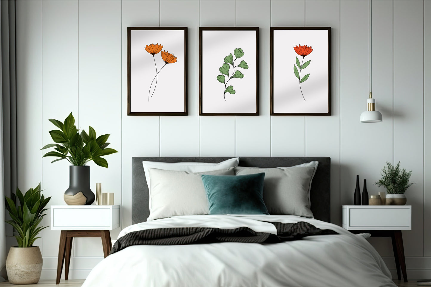 Rustic Bloom Botanical Wall Frame Set – Nature’s Grace in Minimal Form 🌼🌿