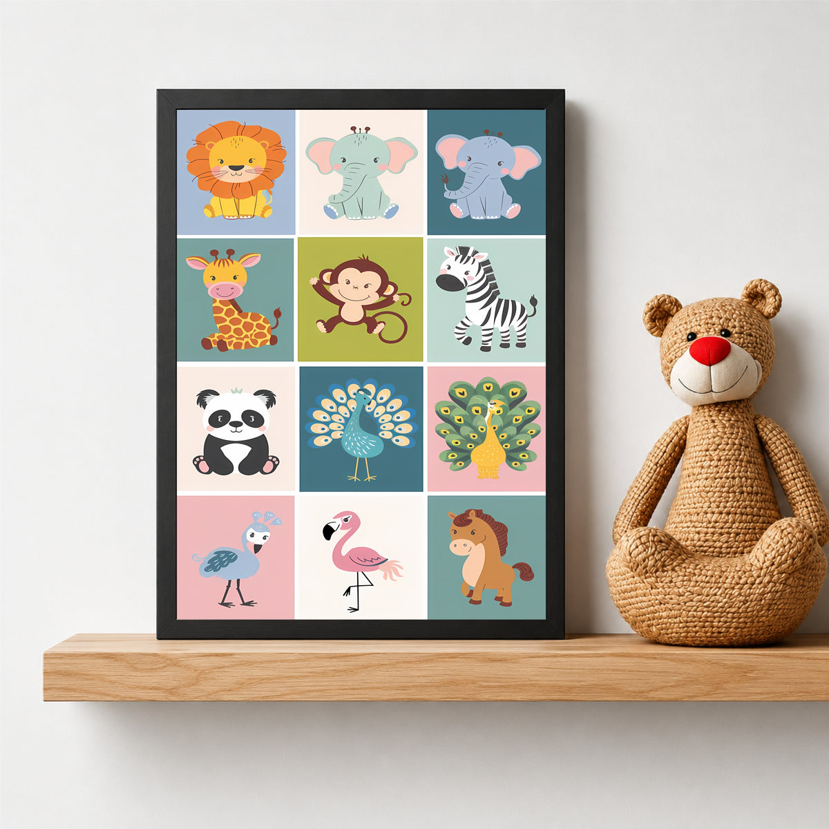Cute Animal Wall Art | Safari Animals Nursery Decor