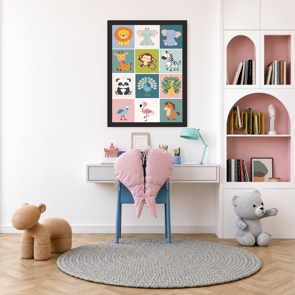 Cute Animal Wall Art | Safari Animals Nursery Decor