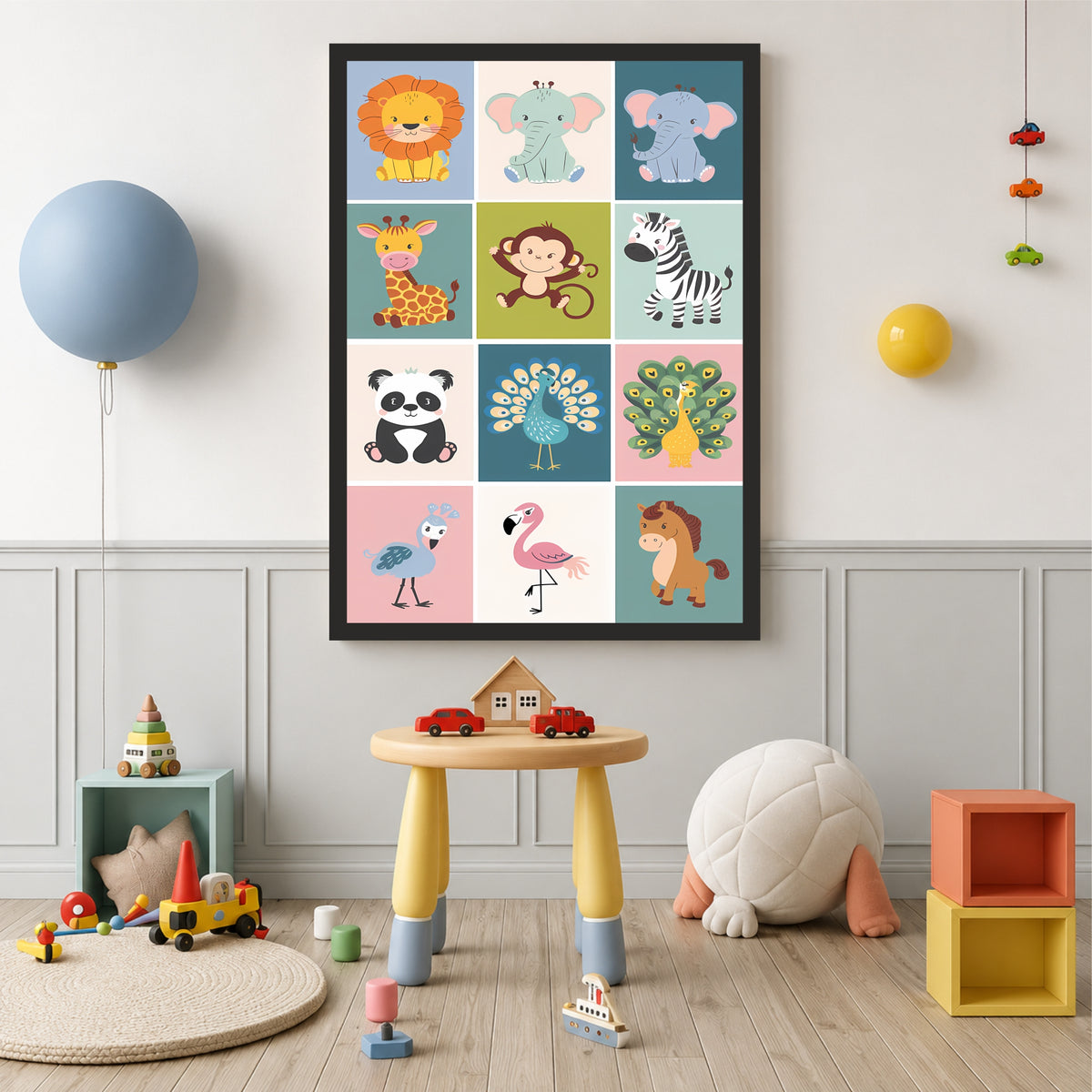 Cute Animal Wall Art | Safari Animals Nursery Decor
