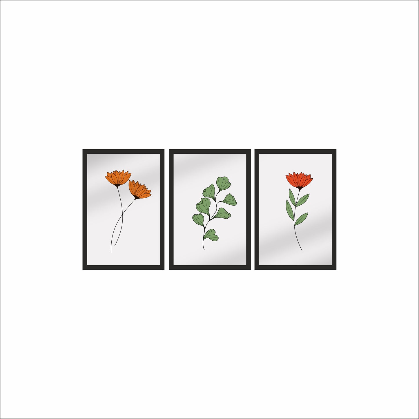Rustic Bloom Botanical Wall Frame Set – Nature’s Grace in Minimal Form 🌼🌿