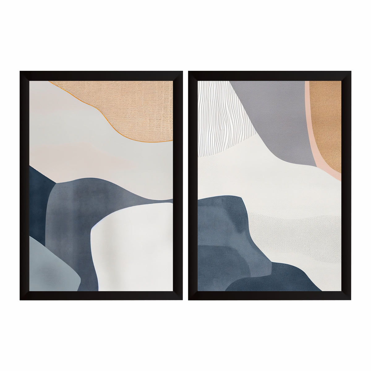 Abstract Blue Beige Wall Art Set | Modern Neutral Minimalist Decor
