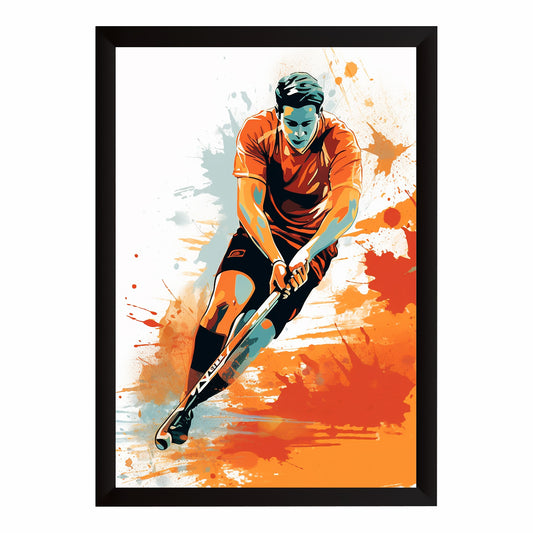 Hockey Wall Art – Dynamic Hockey Player Poster, Modern Sports Artwork, Inspirational Framed Wall Décor for Gym, Bedroom, Sports Room & Hockey Lovers