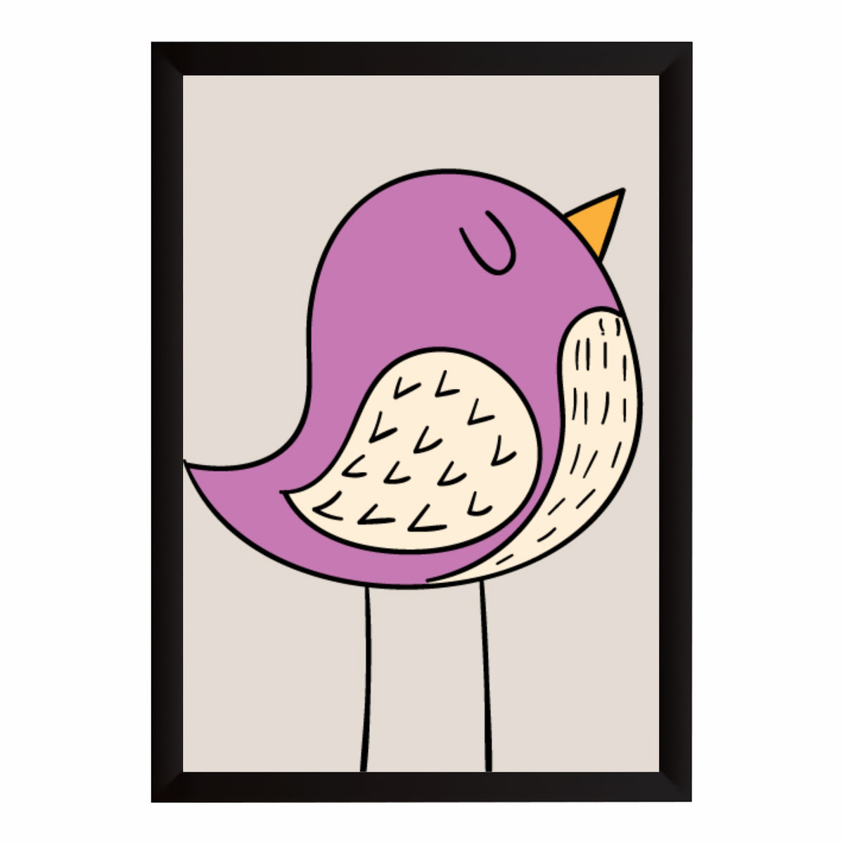 Cute Purple Bird Wall Art | Minimalist Nursery Animal Print