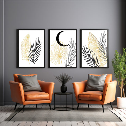 Botanical Leaf Wall Art Set of 3 | Modern Decor