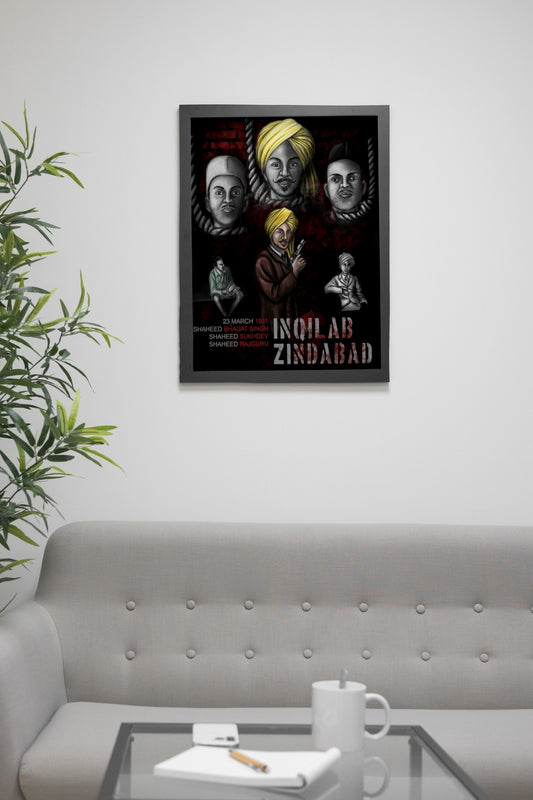 Shaheed Bhagat Singh, Rajguru & Sukhdev Motivational Wall Frame – A Tribute to the Martyrs of India