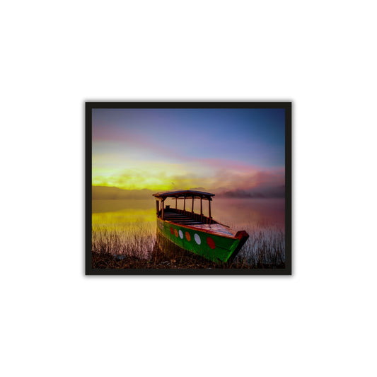 Boat in Lake Nature Wall Frame – A Serene Escape to Tranquility