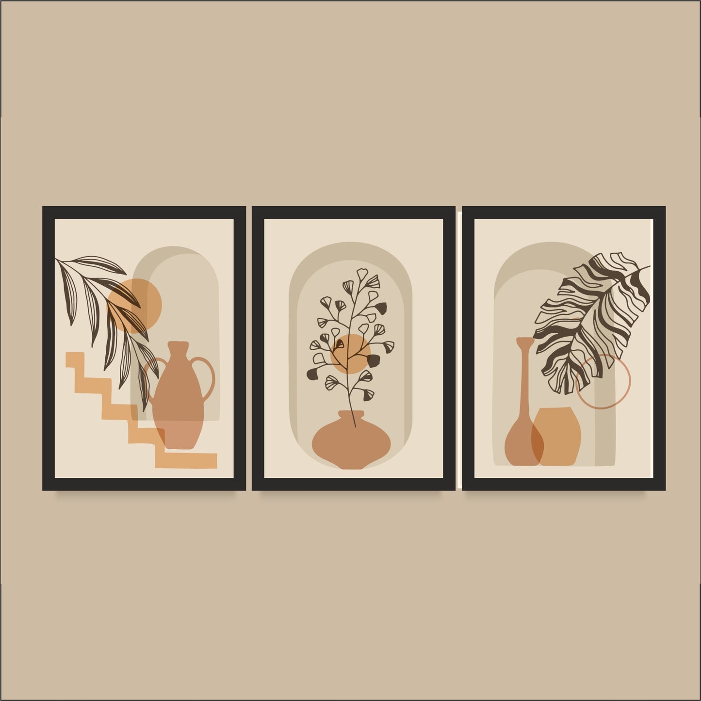 Terracotta Arch Botanical Wall Frame Set – Minimal Earth Tone Home Decor 🏺🌿