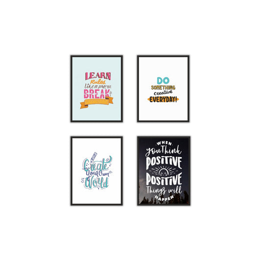 Set of 4 Motivational – Framed Wall Art for Study, Office & Gym Decor (Copy)