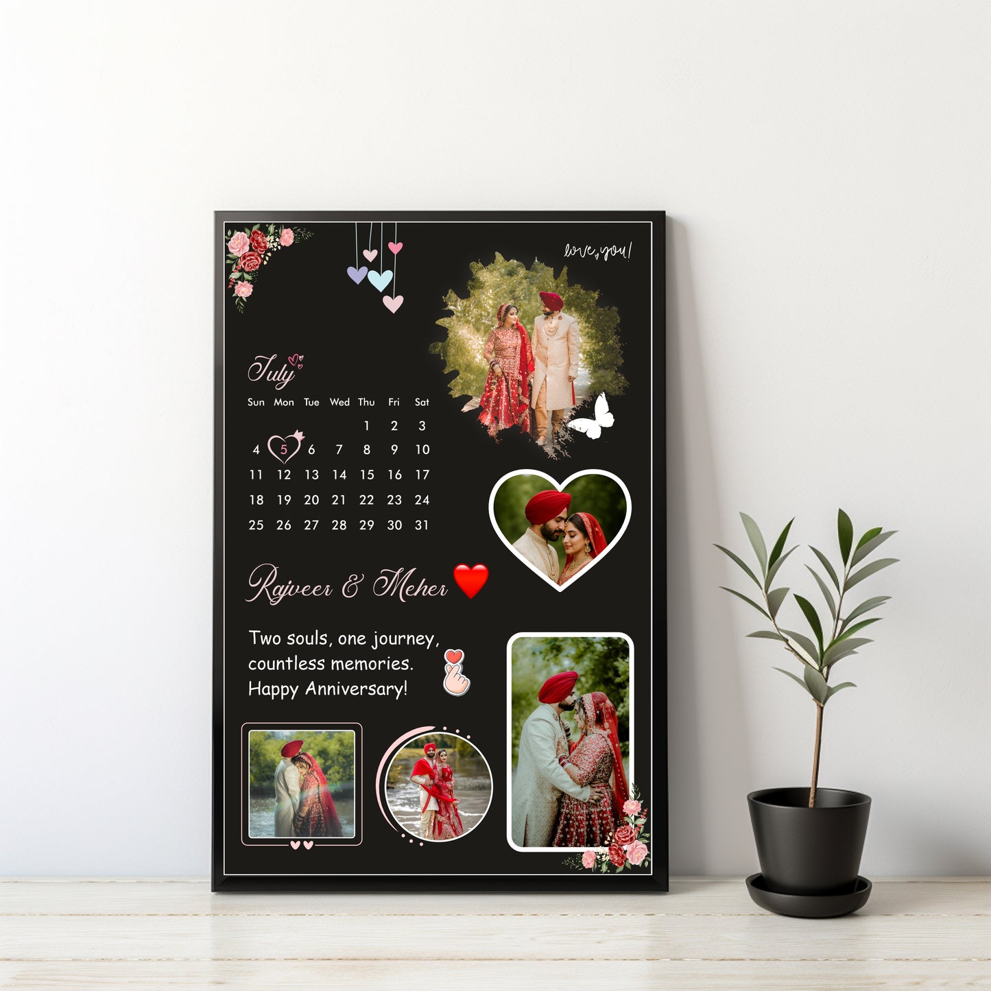 Personalized Anniversary Collage Frame – A Celebration of Eternal Love!