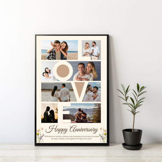 Personalized LOVE Collage Anniversary Frame – Celebrate Every Beautiful Moment