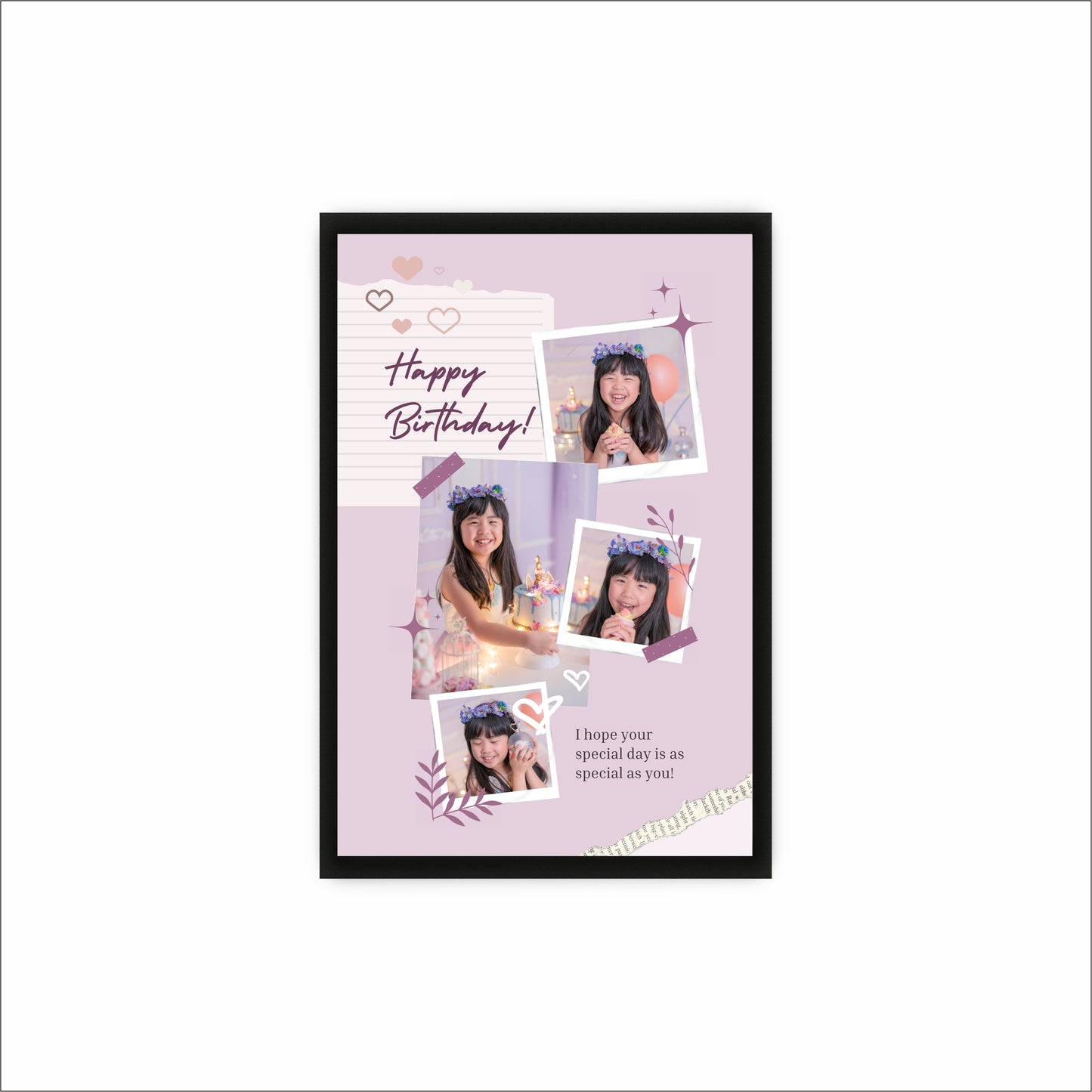 Personalized Pink Birthday Collage Frame – A Sweet Gift of Memories!