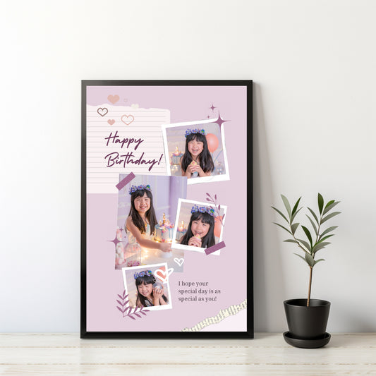 Personalized Pink Birthday Collage Frame – A Sweet Gift of Memories!