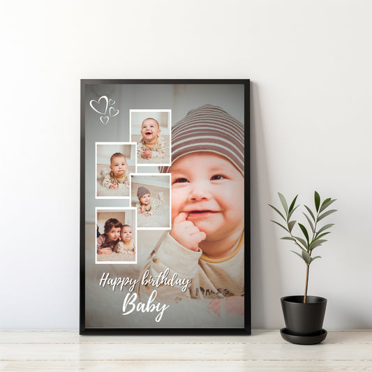 Personalized Baby Birthday Collage Frame – Celebrate Their Cutest Moments!