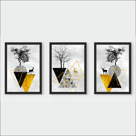Premium Golden Deer Wall Frame – Luxury Metal Art for Living Room & Office Decor