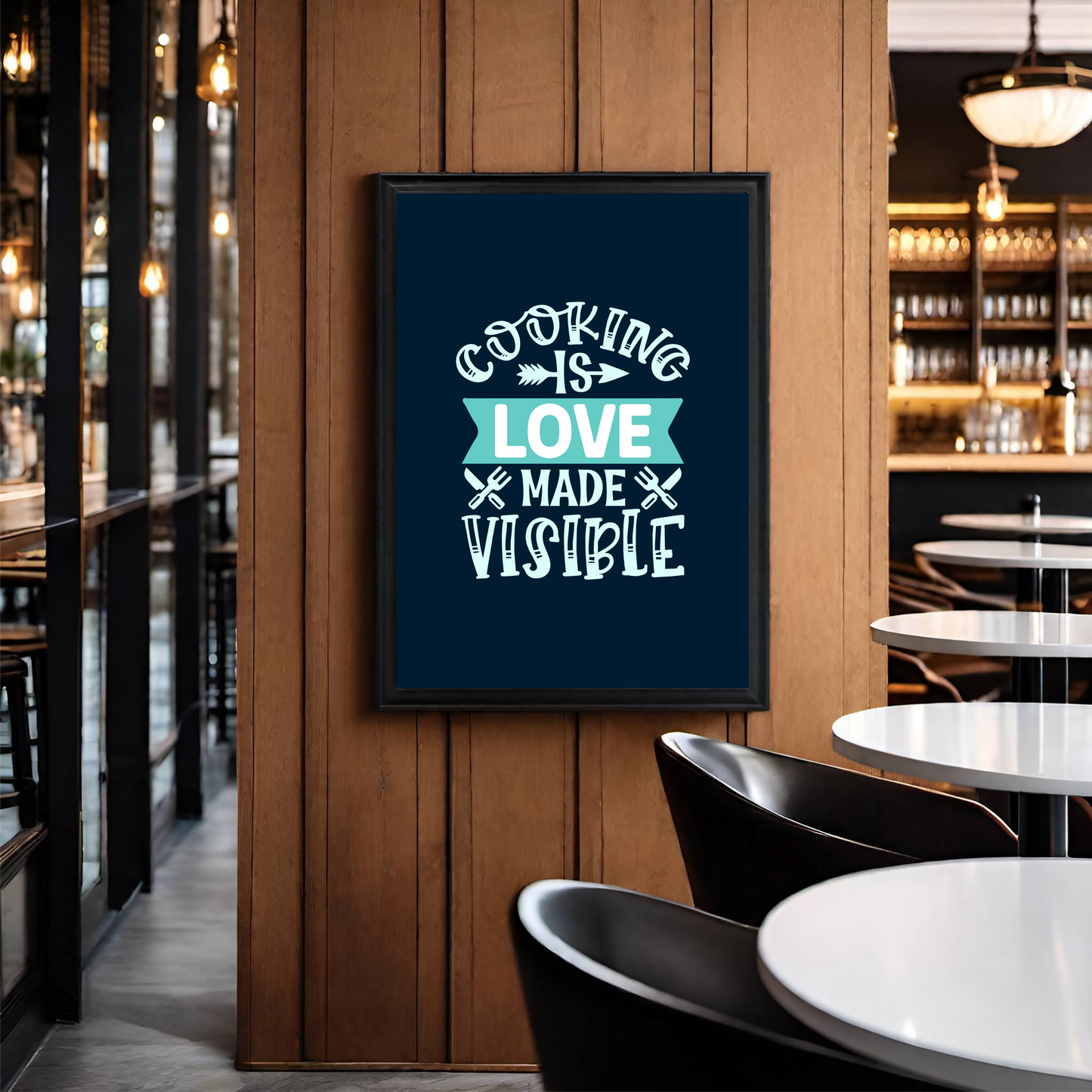 Kitchen Wall Frame – "Cooking is Love Made Visible" | Perfect for Home & Restaurant Décor