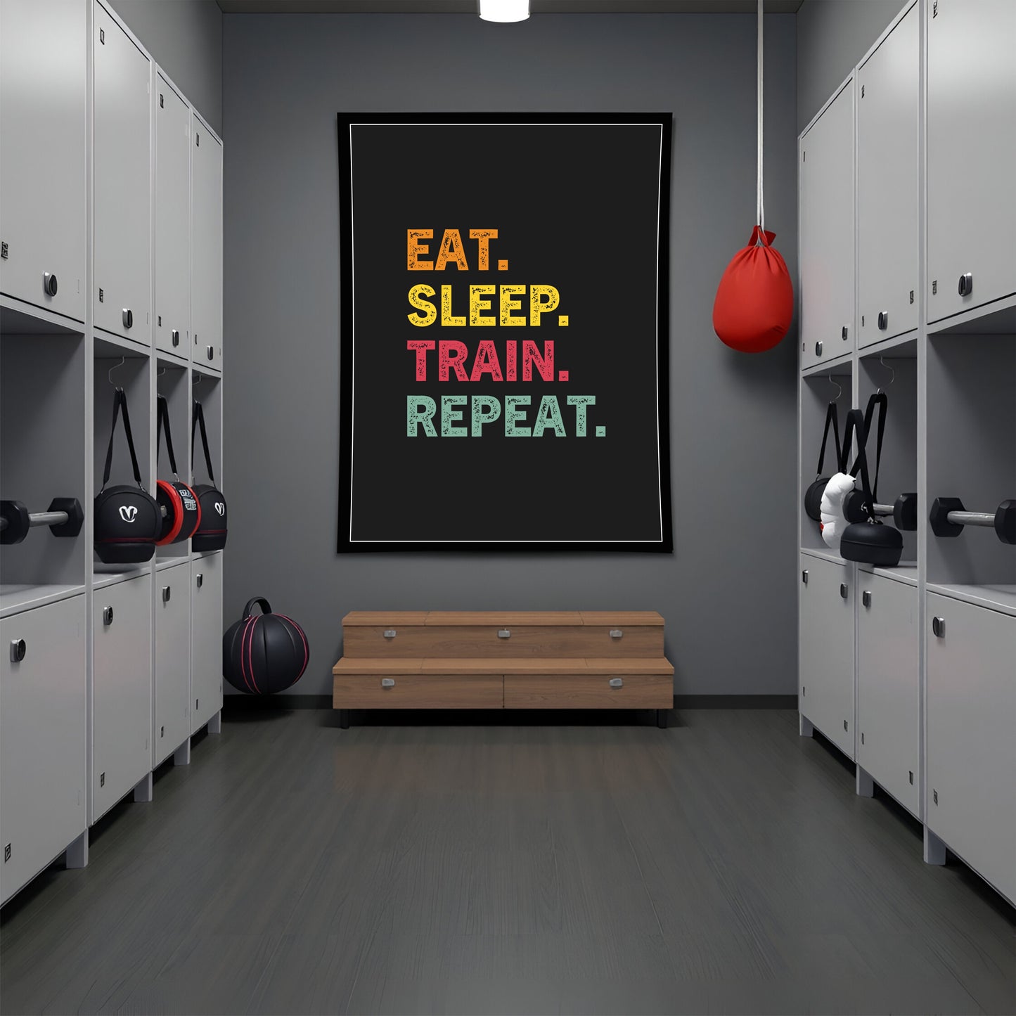 Eat. Sleep. Train. Repeat. – Motivational Gym Wall Art