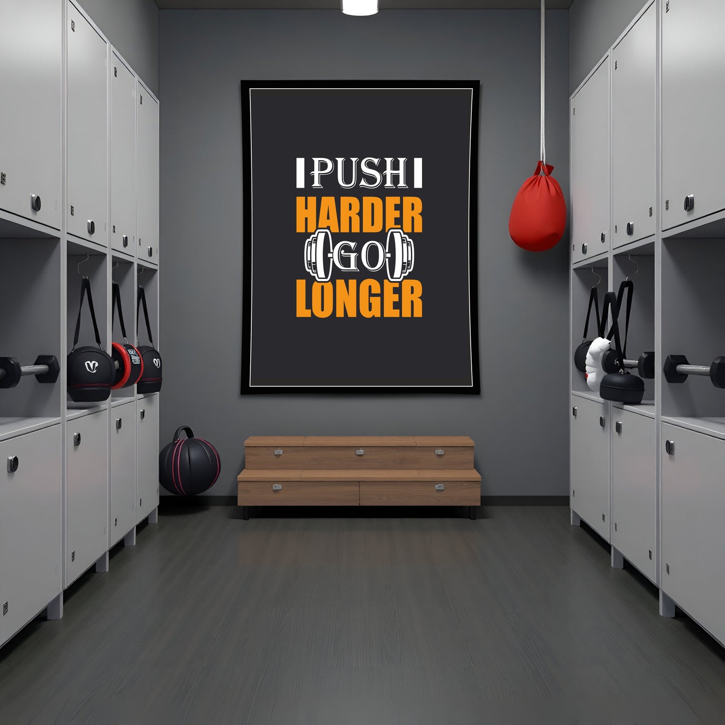 Push Harder, Go Longer – Motivational Wall Frame for Success & Hustle